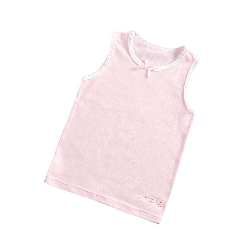 Kids Girls Basic Round Neck Sleeveless Soft Comfortable Vest