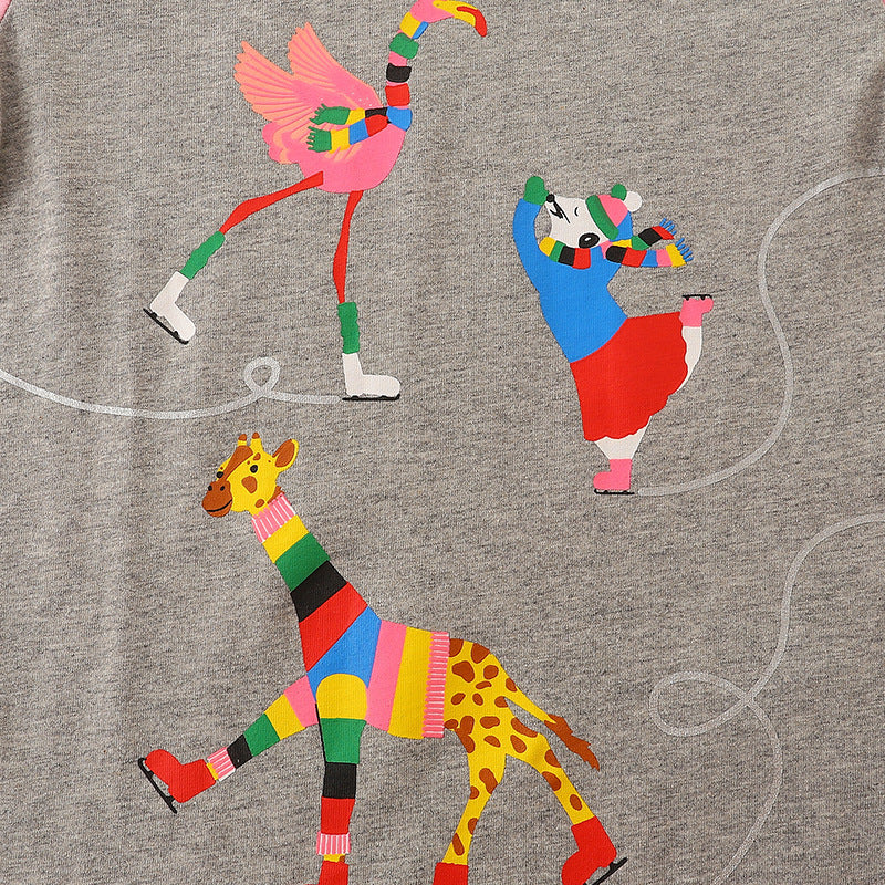 Kids Toddler Boys Casual Cartoon Print Long Sleeve Round Neck T-Shirt