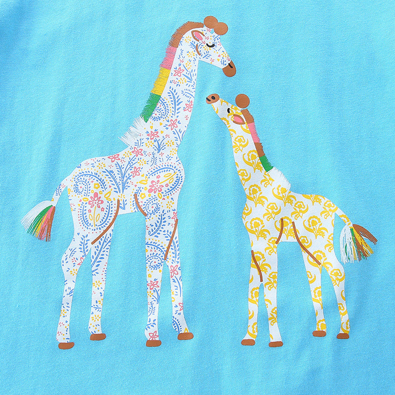 Kids Toddler Boys Girls Casual Cute Cartoon Print Short Sleeve Round Neck T-Shirt