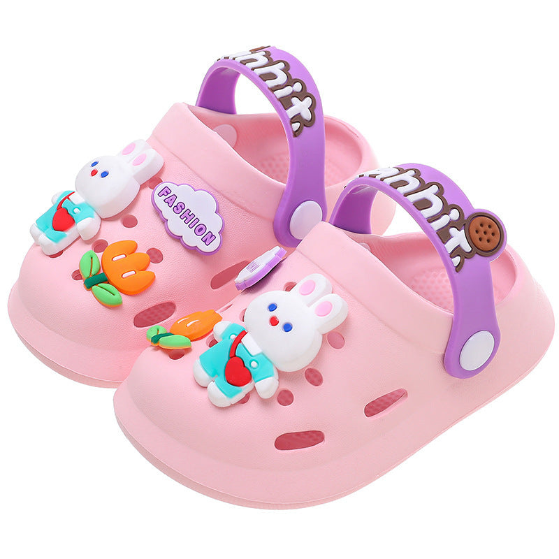 Children Kids Baby Fashion Girls Boys Cartoon Rabbit Bear Soft Sole Casual Clogs Slippers Shoes