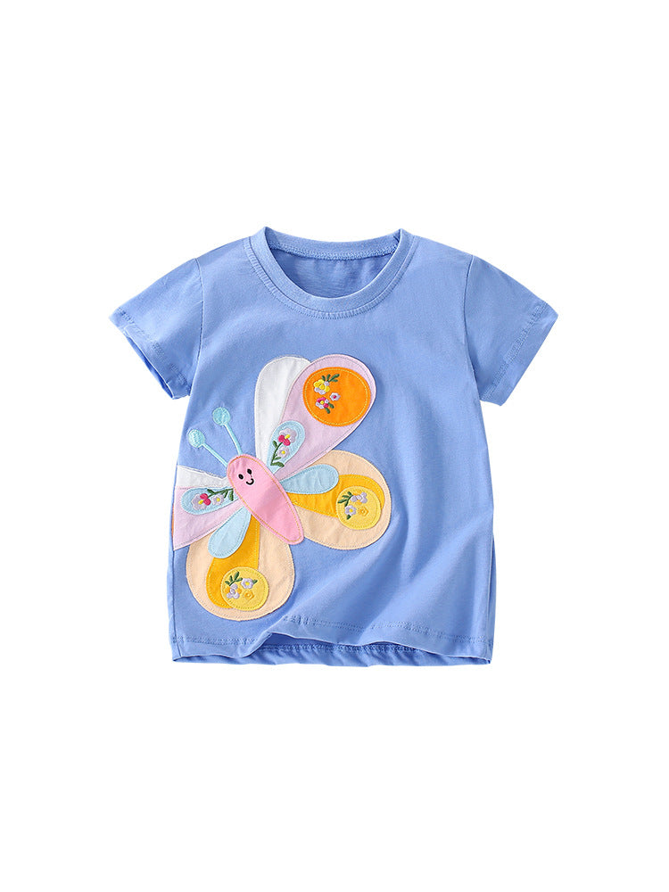 Girls Fashion Butterfly Short Sleeve T-Shirt
