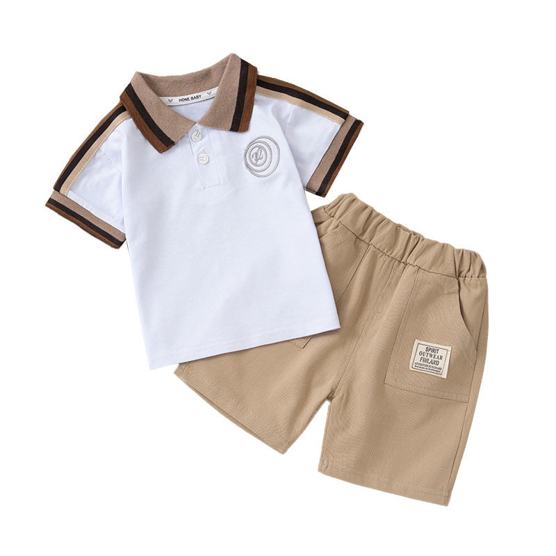 Boy'S Fashion Two-Piece Lel Polo Shirt Set