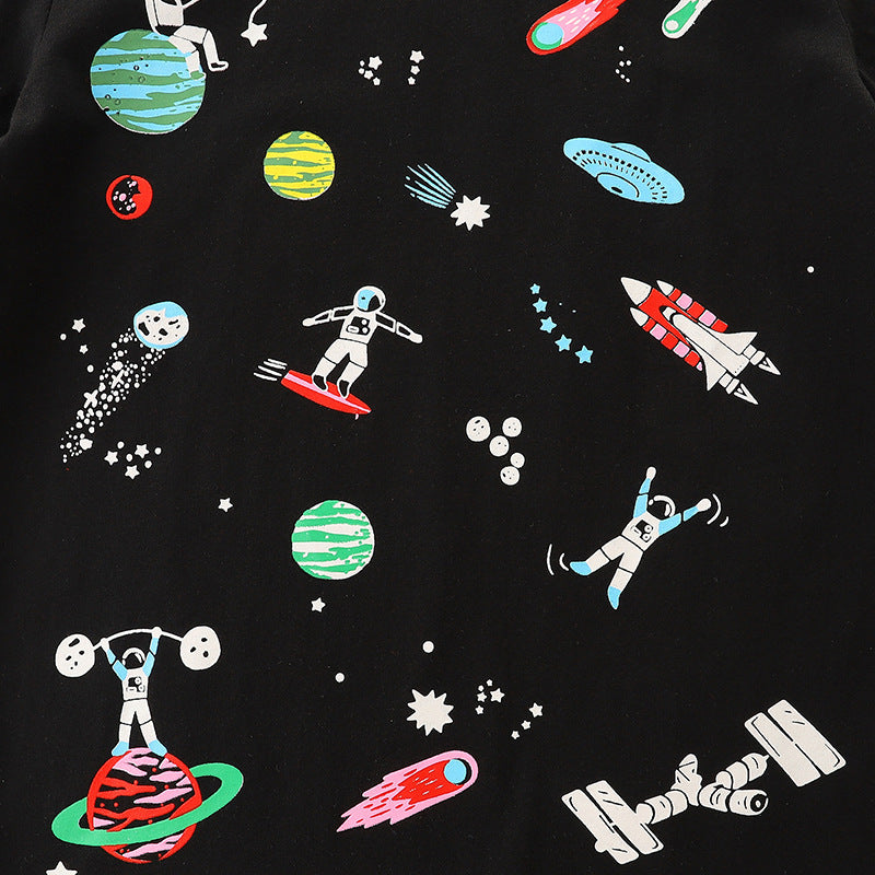 Kids Toddler Boys Casual Cute Cartoon Print Short Sleeve Round Neck T-Shirt