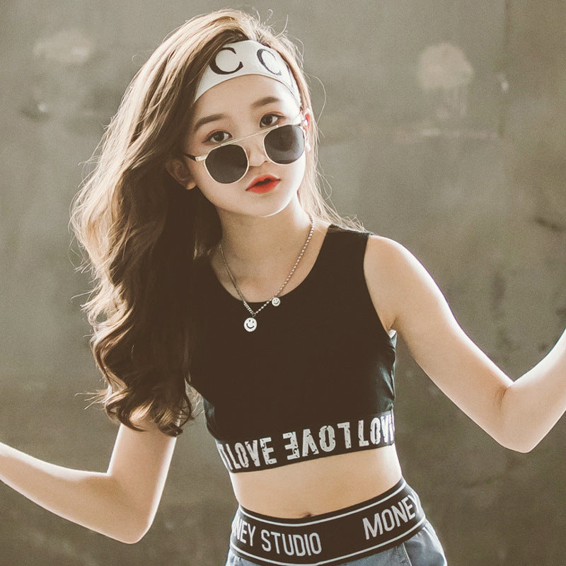 Children Kids Baby Fashion Girls Casual Basic Sleeveless Letter Print T-Shirt Vest