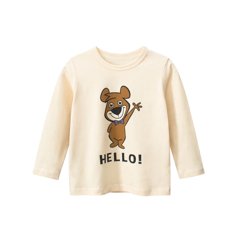 Kids Toddler Girls Casual Cute Versatile Cartoon Letters Print Long Sleeve Round Neck T-Shirt