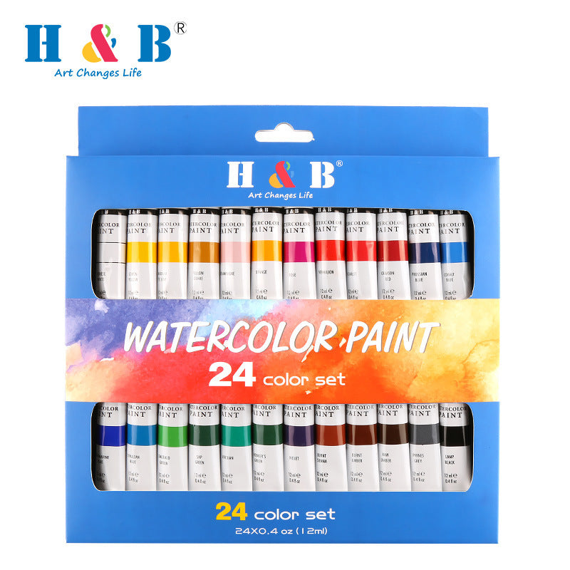24 Color Watercolor Pigments Painting Art Supply Set