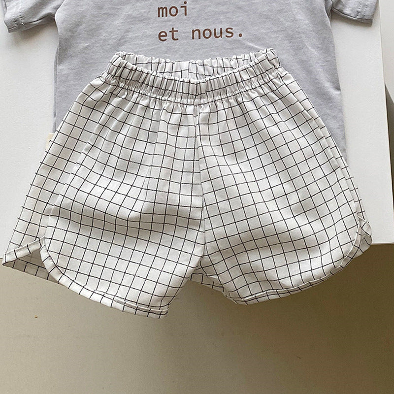 Kids Casual Plaid Polka Dot Loose Elastic Shorts