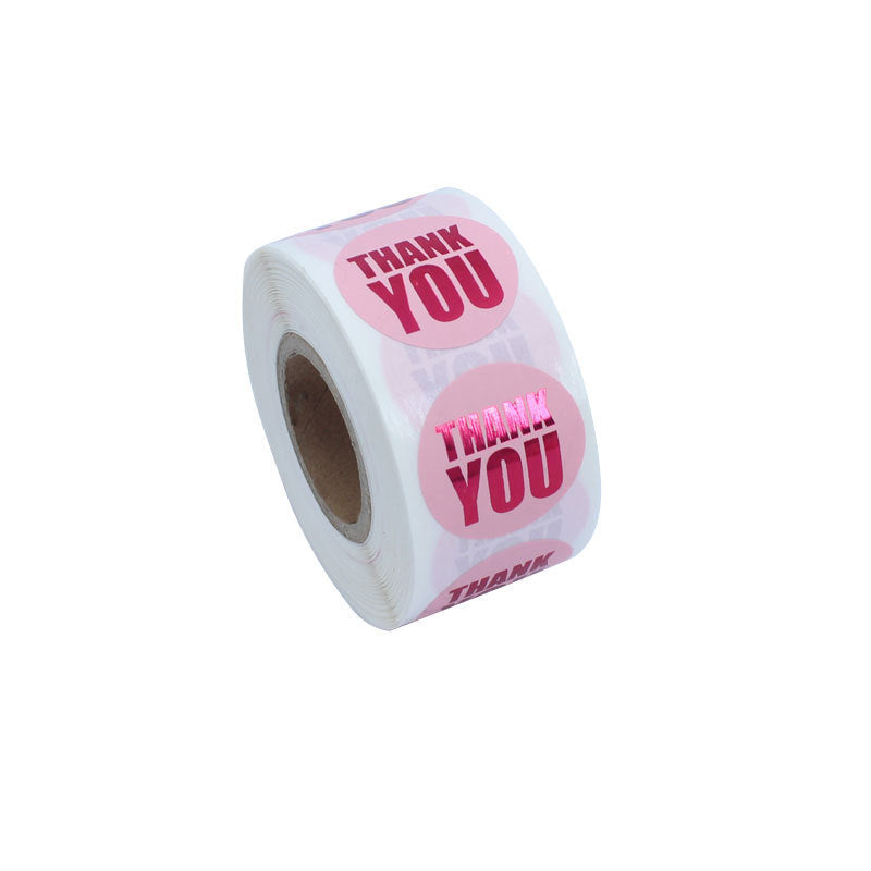 1 Inch 500 Pieces/Roll Round Pink Thank You Sticker Sealing Label Sticker Bronzing
