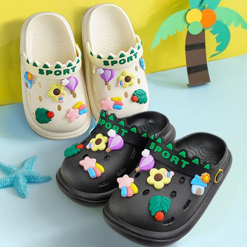 Children Kids Baby Fashion Girls Boys Cartoon Flower Rainbow Soft Sole Casual Clogs Slippers Shoes