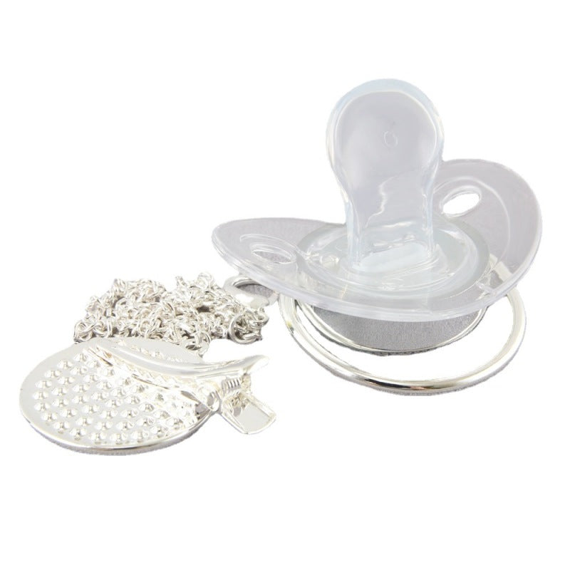 Baby 26 Letter Slive Rhinestone Decor Weaning Soothing Pacifier