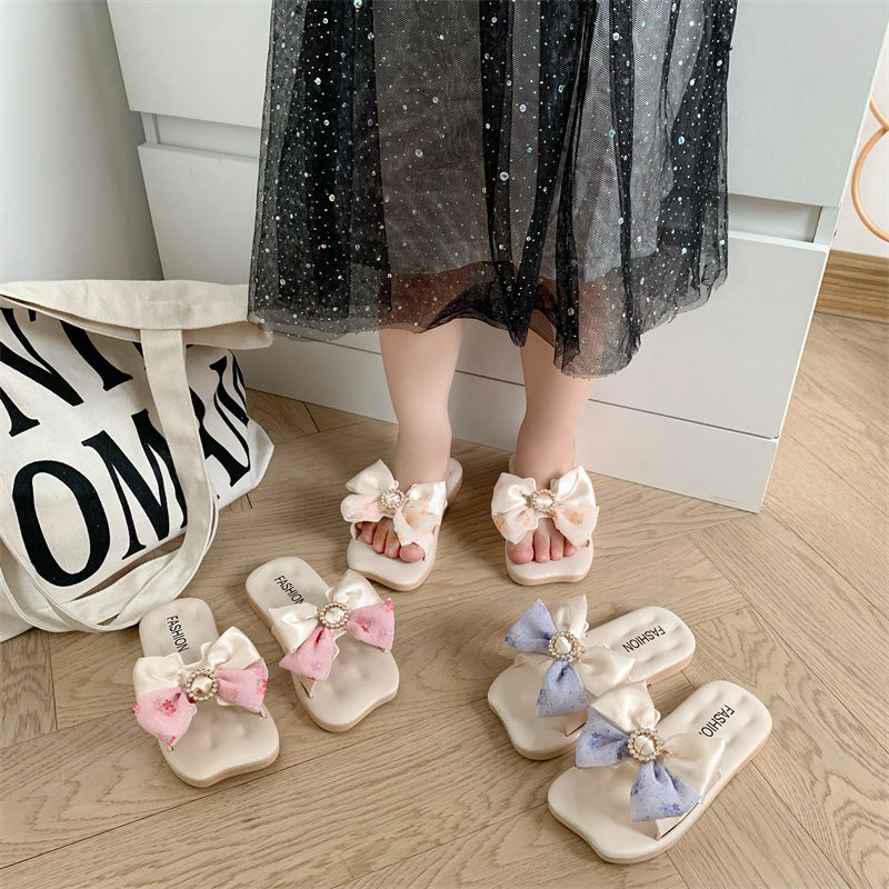 Kids Girls Casual Cute Bow Flat Slippers