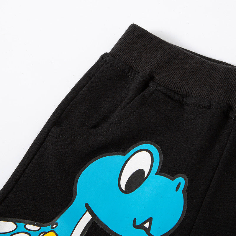 Kids Boys Cute Cartoon 3D Dinosaur Design Elastic Casual Shorts