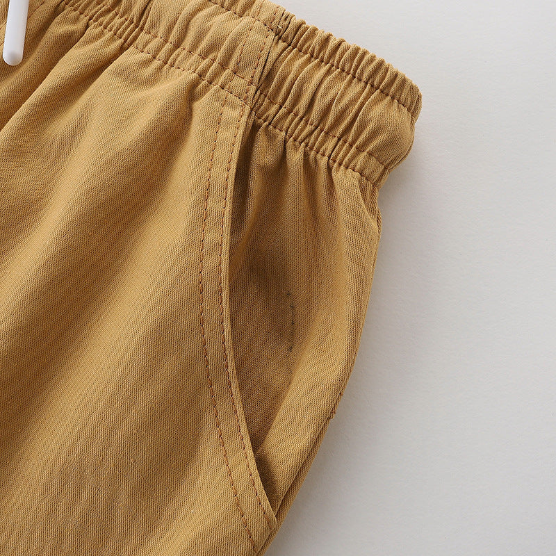 Kids Boys Fashion Simple Solid Color Cotton Casual Shorts