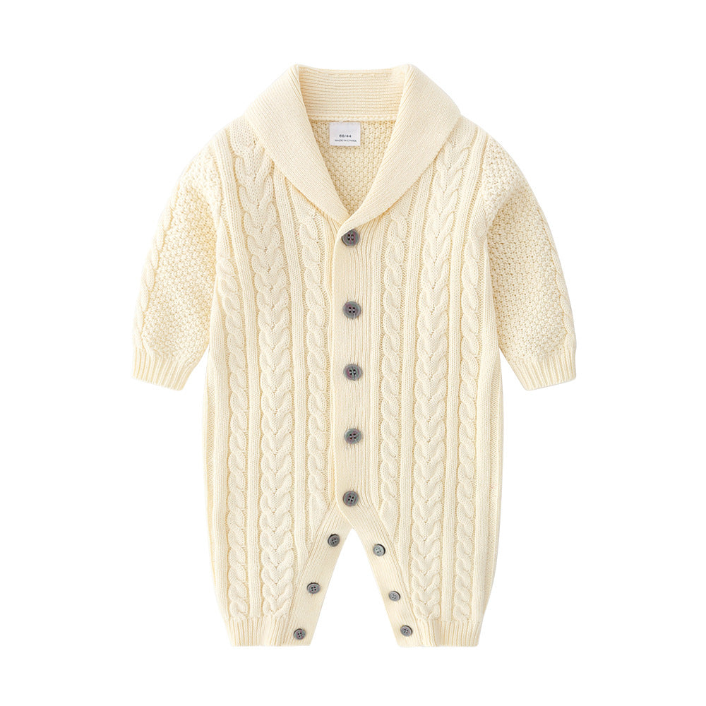 Winter Baby Fashion Solid Color Single-Breasted Knit One Piece