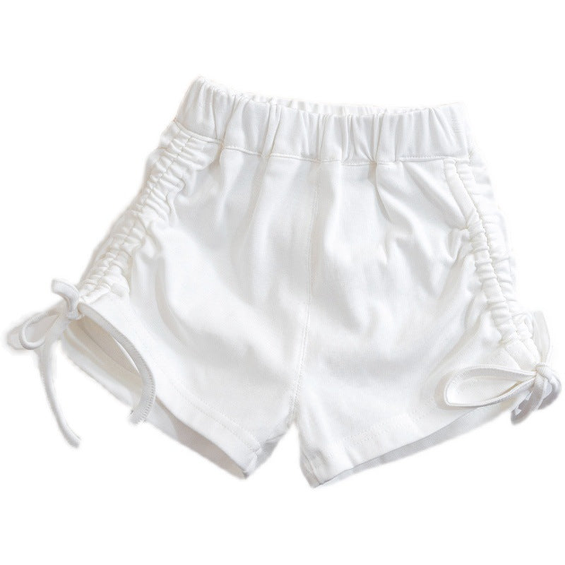Girls Fashion Solid Color Drawstring Shorts
