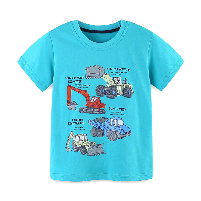 Kids Toddler Boys Casual Cartoon Print Short Sleeve Round Neck T-Shirt