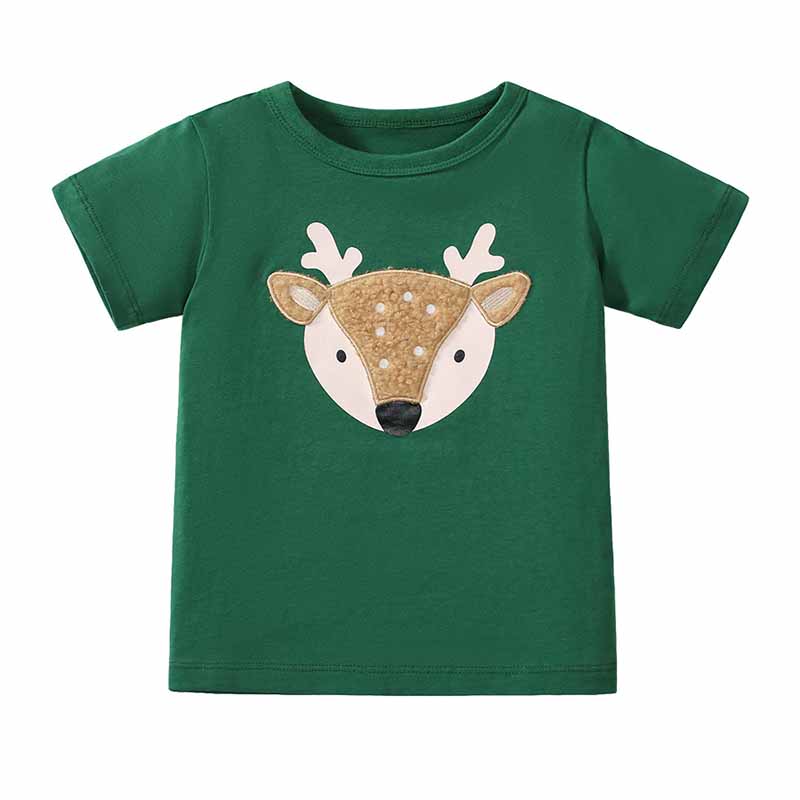 Kids Toddler Boys Girls Casual Cute Fawn Pattern Short Sleeve Round Neck T-Shirt