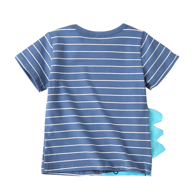 Boys Cute Cartoon Dinosaur Round Neck Short Sleeve T-shirt