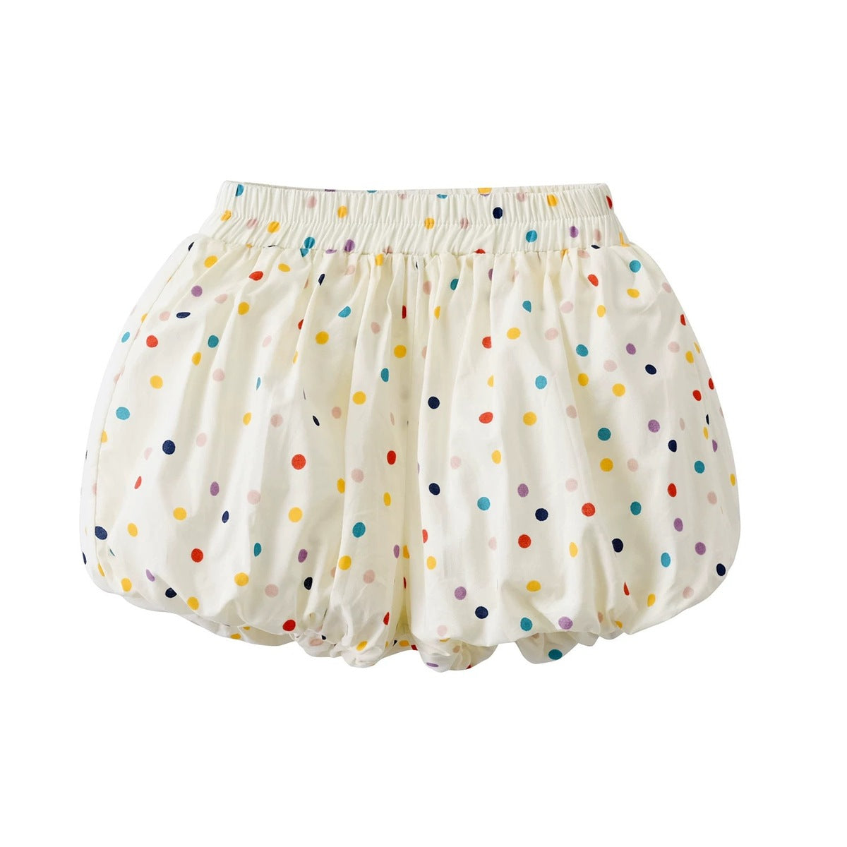 Girl Summer Multicolor Print Polka Dot Lantern Shorts