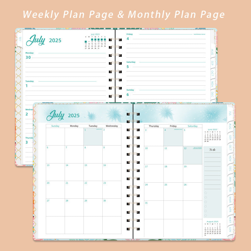 2025 Flower Graffiti English Plan Coil A5 Notebook