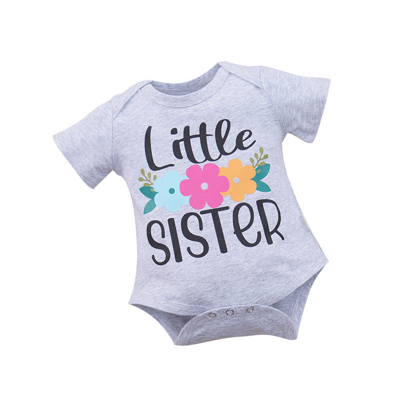 Children Kids Baby Fashion Girls Patchwork Letter Sister T-Shirt