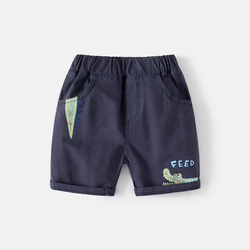 Kids Toddler Boys Casual Cute Cartoon Crocodile Print Shorts