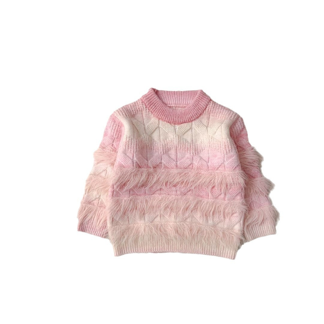 Winter Fashion Gradient Girls Plush Sweater