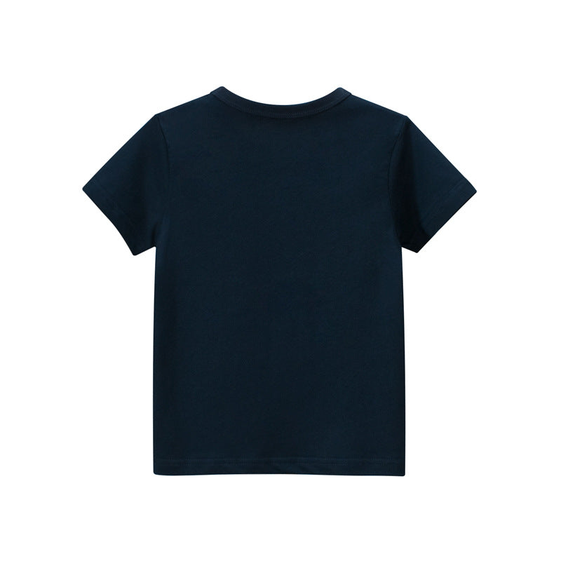 Kids Toddler Boys Casual Cute Cartoon Planet Alphabet Print Short Sleeve Round Neck T-Shirt