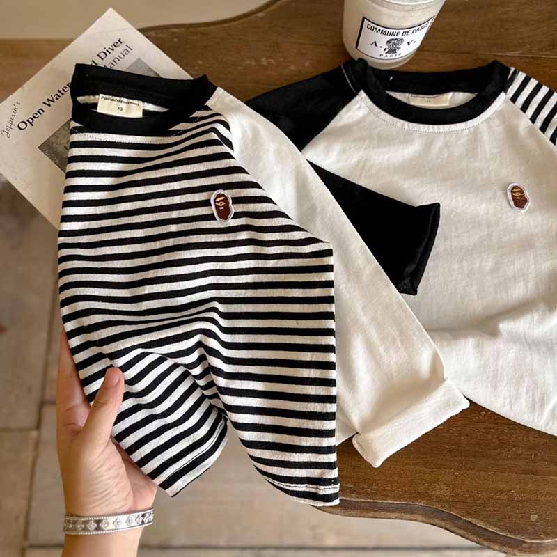 Kids Toddler Boys Girls Fashion Casual Stripe Long Sleeve Round Neck T-Shirt