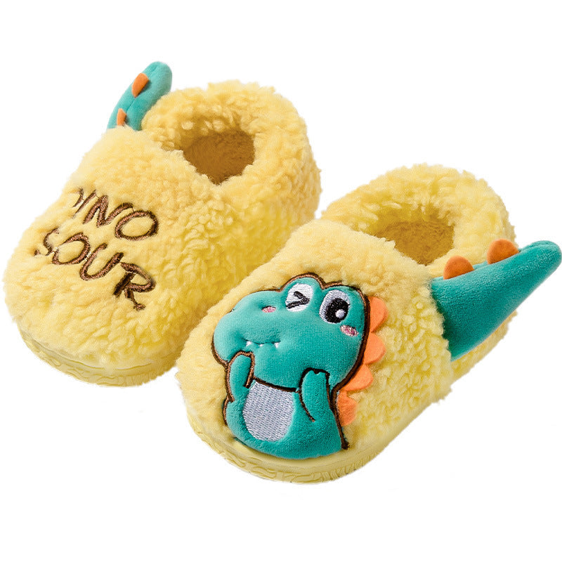 Kids Toddler Girls Boy Fashion Little Dinosaur Home Anti-Slip Cartoon Fur Slippers