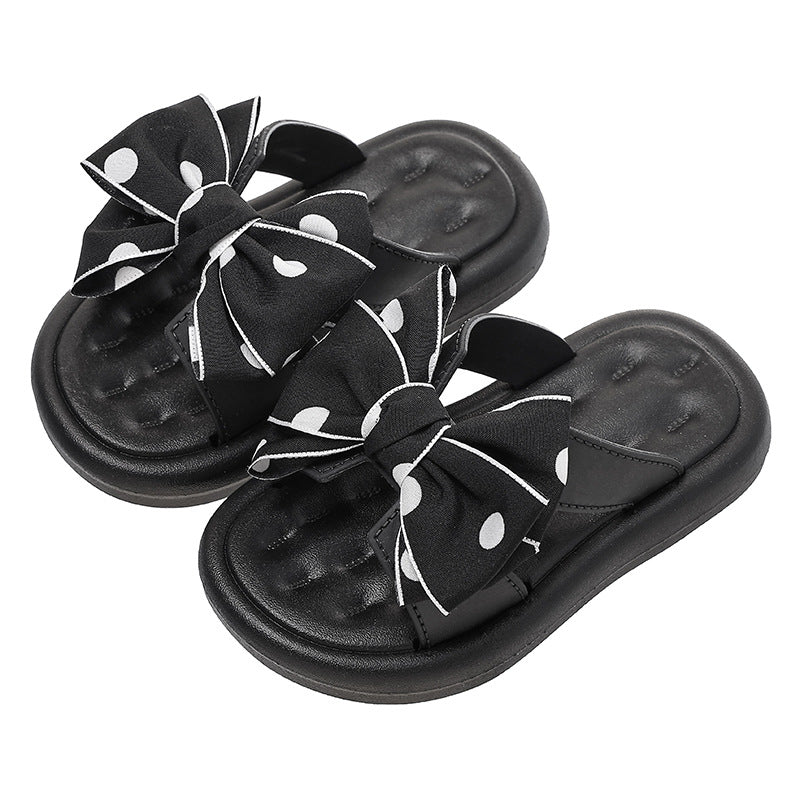 Kids Girls Casual Cute Bow Thick-Soled Slippers