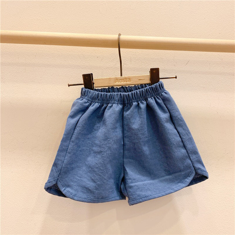 Kids Casual Plaid Polka Dot Loose Elastic Shorts