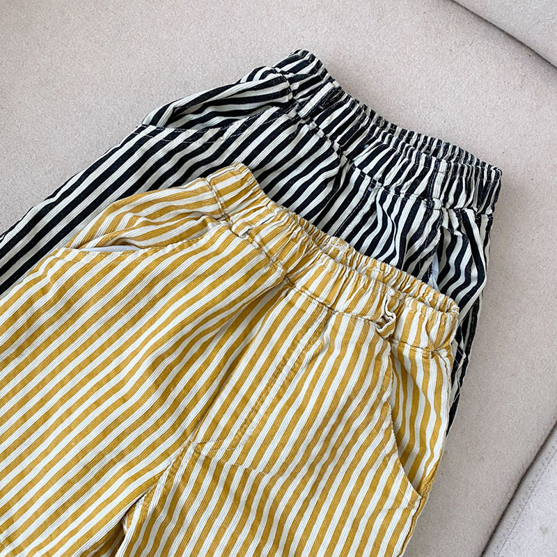 Kids Casual Stripe Elastic Loose Shorts