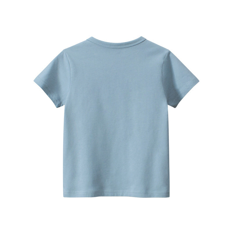 Children Kids Baby Fashion Girls Short Sleeve Flower Letter Print T-Shirt