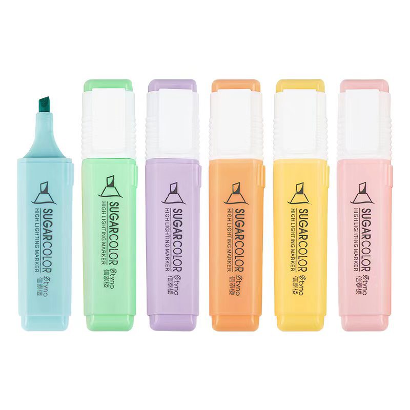 6 Macaroon Highlighter Large Capacity Marking Pen 6pcs-Set