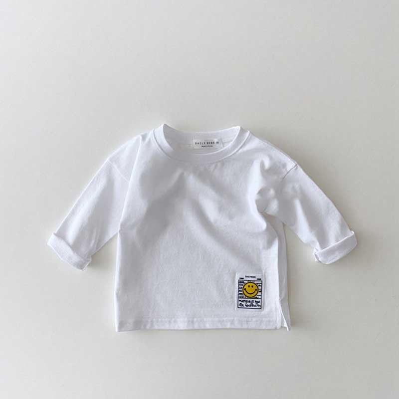 Kids Baby Boys Girls Casual Cute Stripe Smiley Long Sleeve Round Neck T-Shirt
