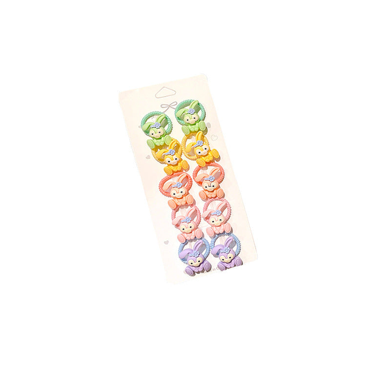 10pcs/set Girls Cute Cartoon Fruit Mini Elastic Hair Band