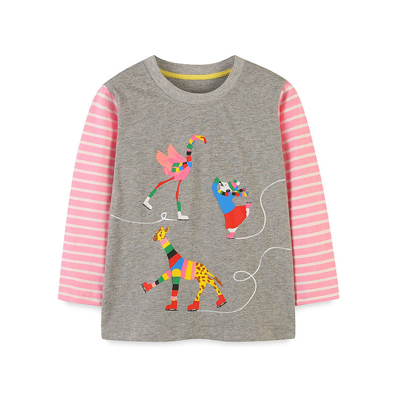 Kids Toddler Boys Casual Cartoon Print Long Sleeve Round Neck T-Shirt