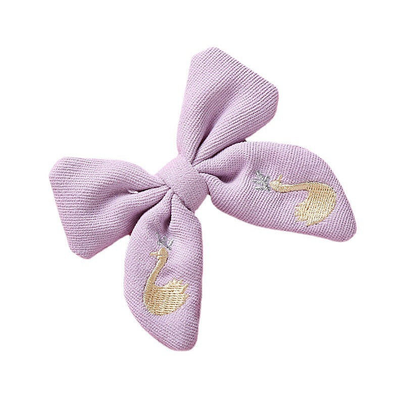 Toddlers Newborn Kid Baby Fashion Girls Bowknot Embroidered Hairpin Hair Accessories