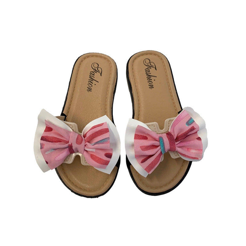 Children Kids Toddlers Girls Bow Princess Slippers Shoes
