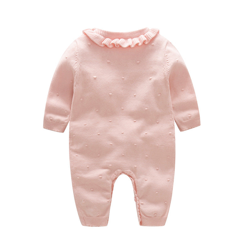 Winter Baby Fashion Solid Color Ruffled Knit One Piece