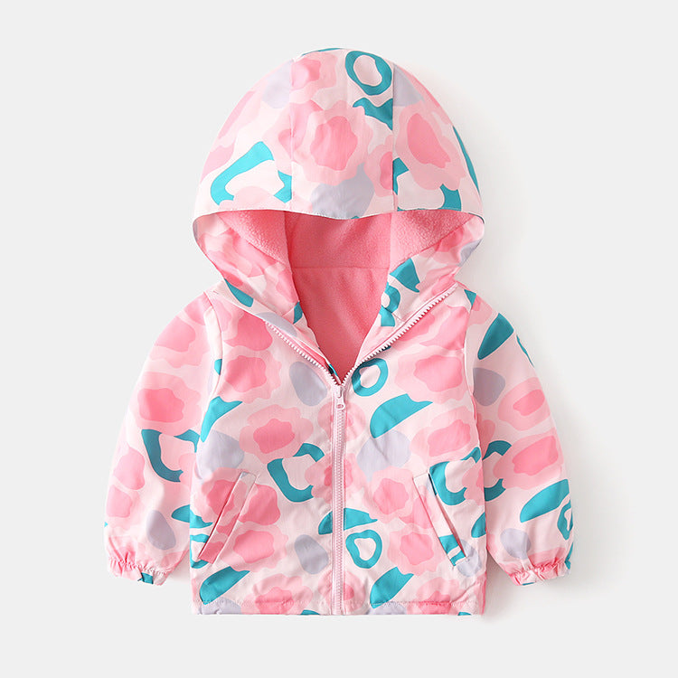 Autumn And Winter Waterproof Plus Velvet Windbreaker Printing Coat Polar Fleece Assault Cotton Coat Thickened And Warm