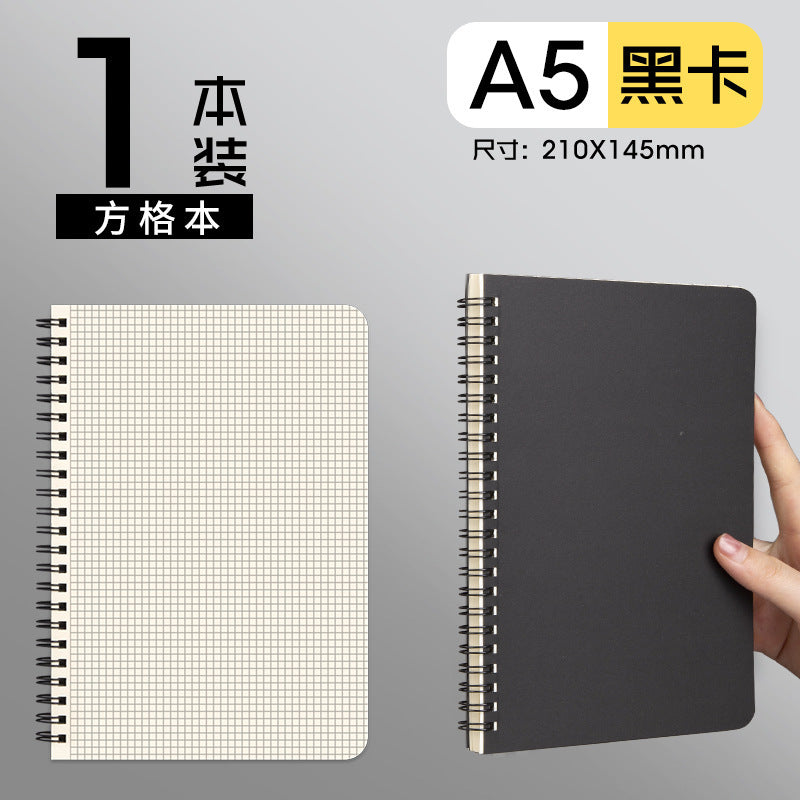 B5 Coil Cowhide Black Notebook Business Office Notepad