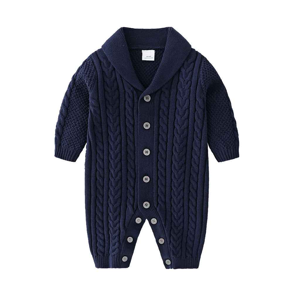 Winter Baby Fashion Solid Color Single-Breasted Knit One Piece
