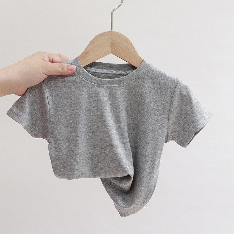 Kids Casual Roun Neck Short Sleeve Loose Basic T-shirt