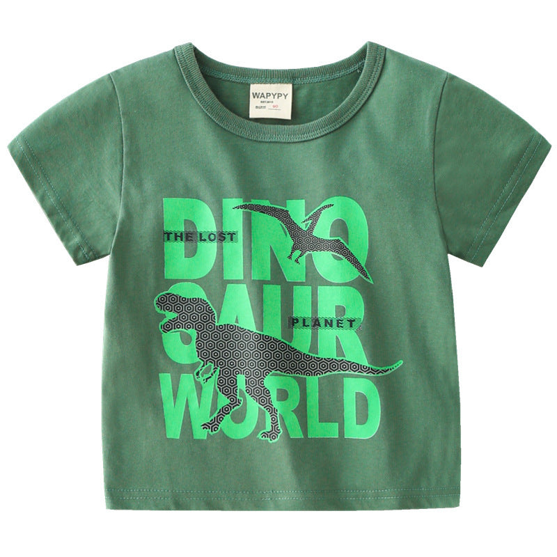 Children Kids Baby Fashion Boys Short Sleeve Cartoon Print Casual Basic T-Shirt
