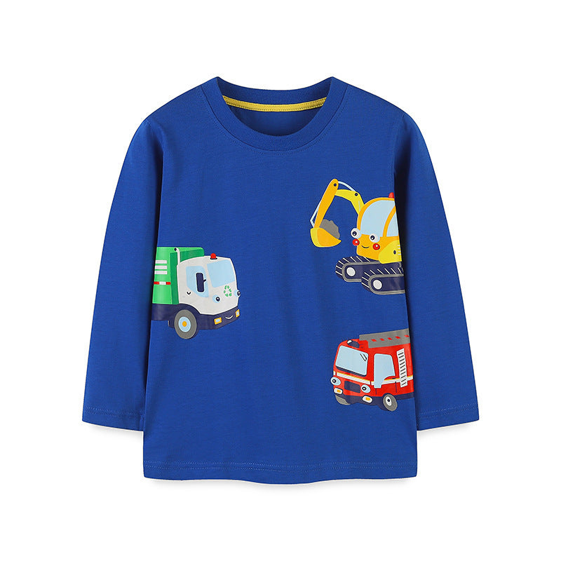 Kids Toddler Boys Casual Cartoon Print Long Sleeve Round Neck T-Shirt
