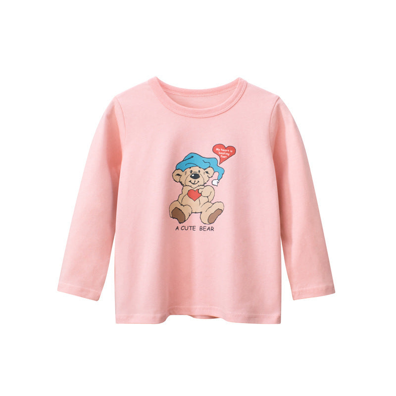 Kids Toddler Girls Casual Cute Versatile Cartoon Letters Print Long Sleeve Round Neck T-Shirt