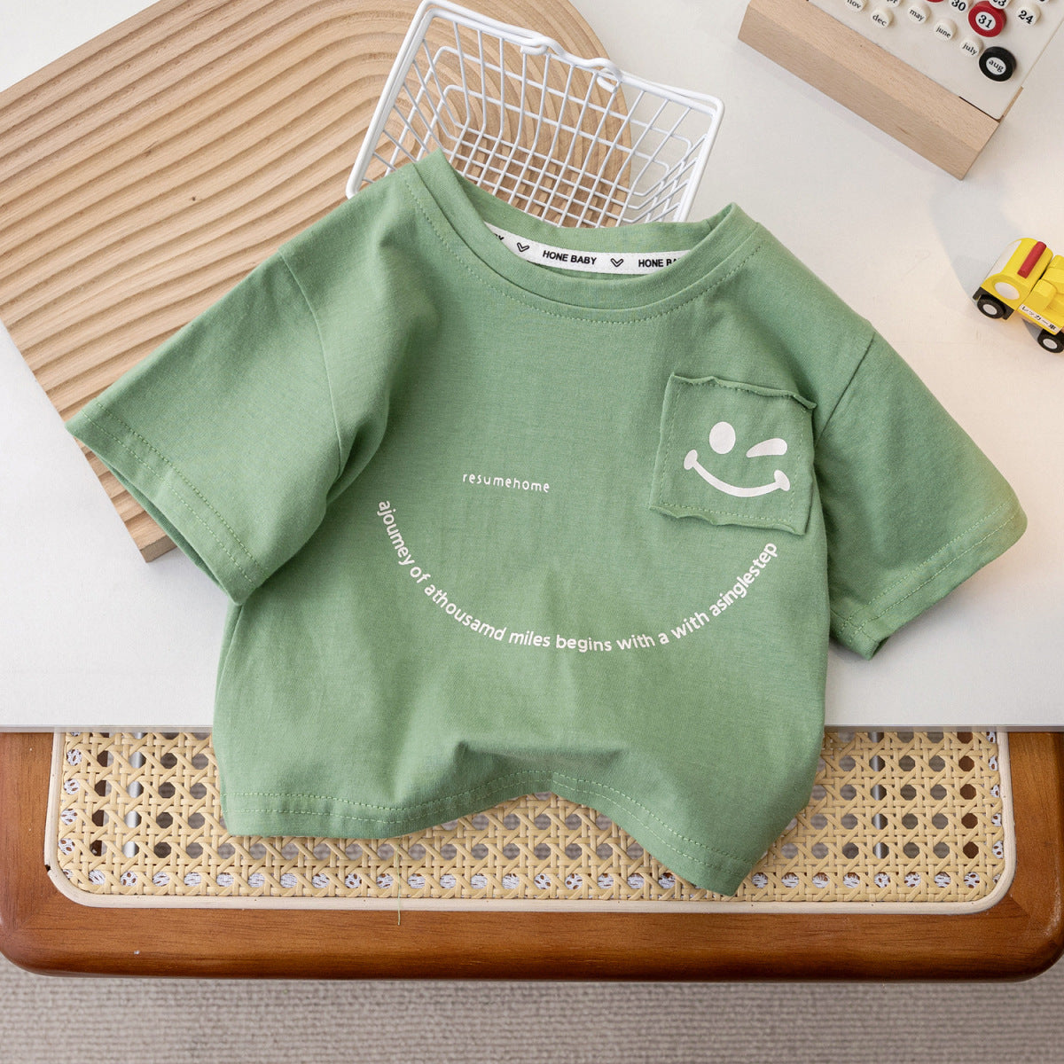 Kids Toddler Boys Girls Casual Cute Smiley Letters Print Short Sleeve T-Shirt