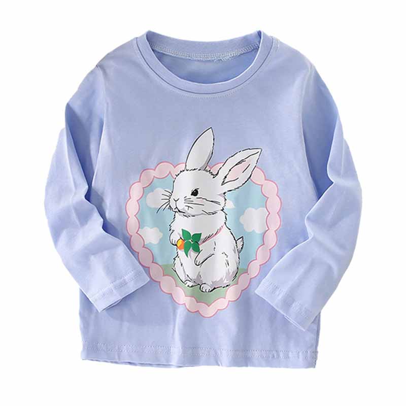 Kids Toddler Big Girls Casual Cute Cartoon Bunny Print Long Sleeve T-Shirt